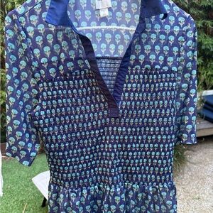 Anthropologie  Blue Patterned Shirt
22.5” long